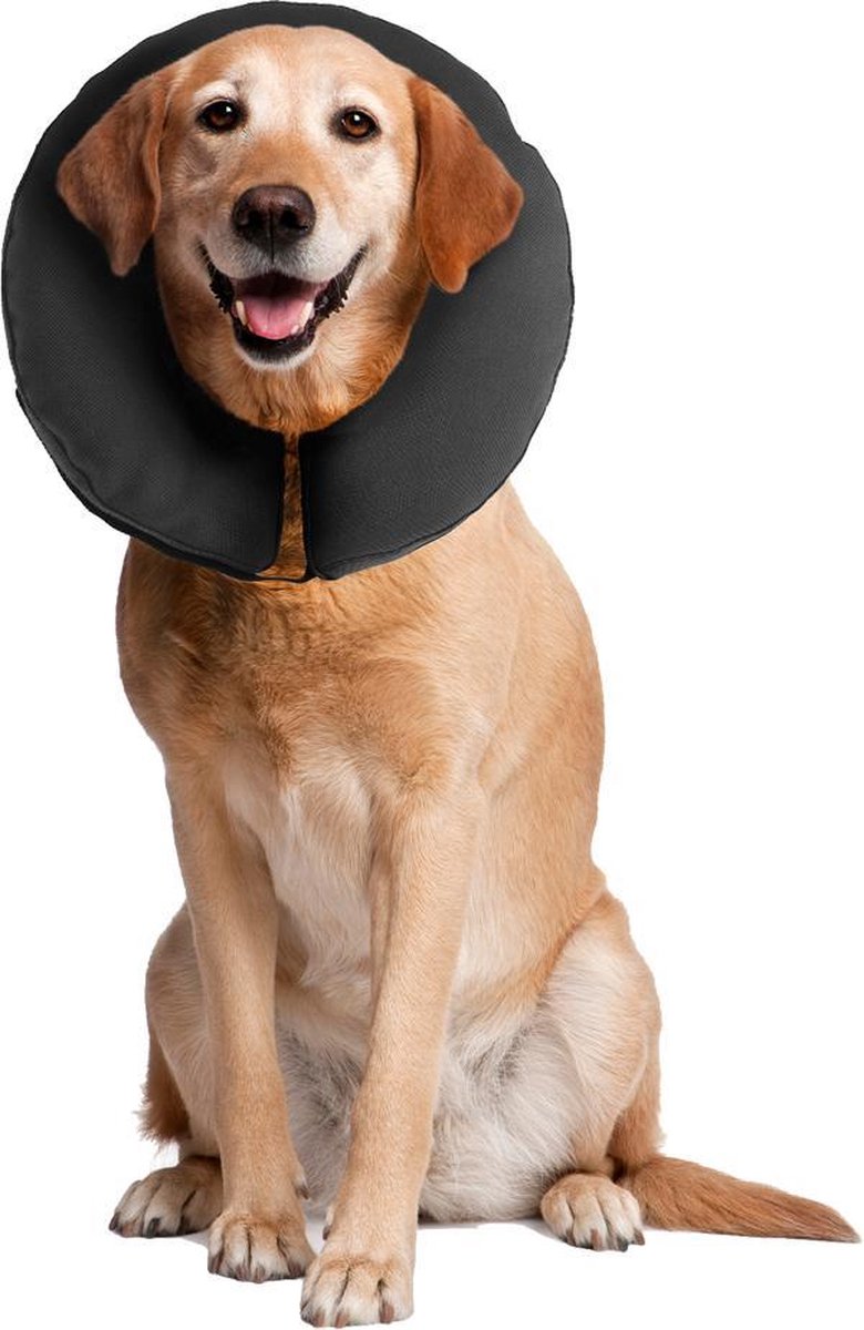 Zenpet ProCollar Hondenkraag XXL – Doorzichtige hondenkraag – Beschermkraag hond – Hondenkap – Plastic Hondenkraag - Beschermkap – Zwart – Nek omtrek 55.9cm