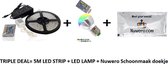 RGB- LED strip verlichting - 5 meter Incl. afstandbediening en voeding + LED LAMP RGB + een Nuwero schoonmaak doekje.