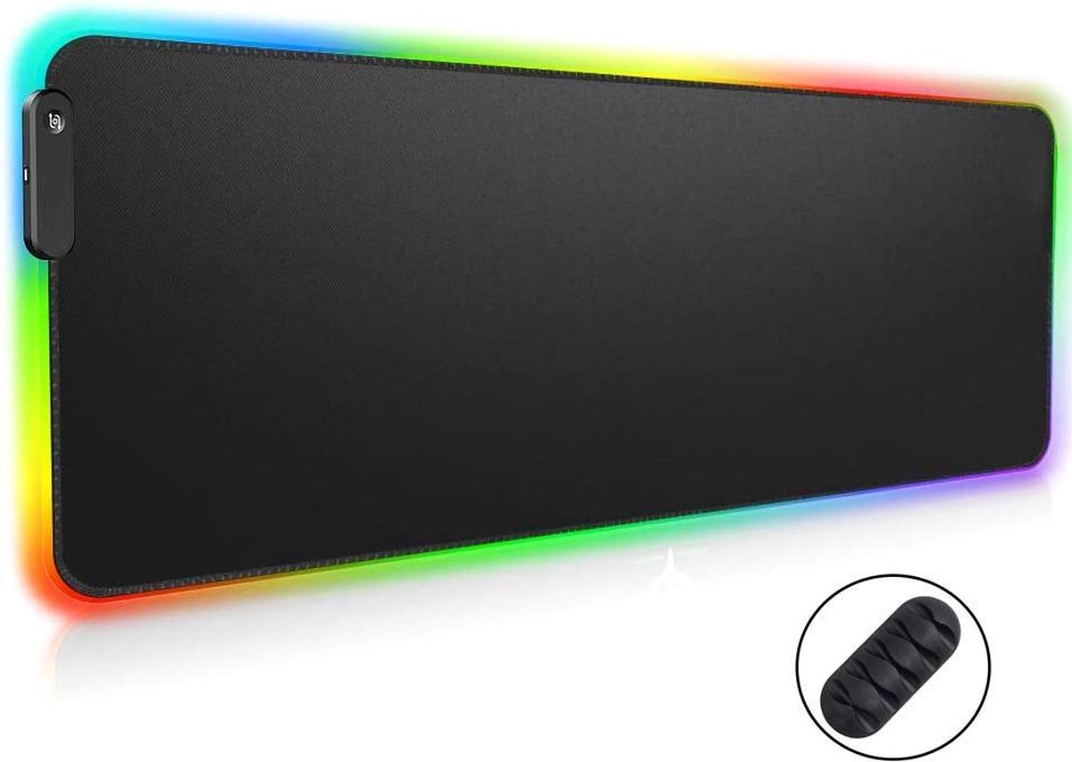 WURK RGB Gaming Bureau Onderlegger - Gaming Muismat XXL - LED Verlichting - Anti-Slip - 90x40