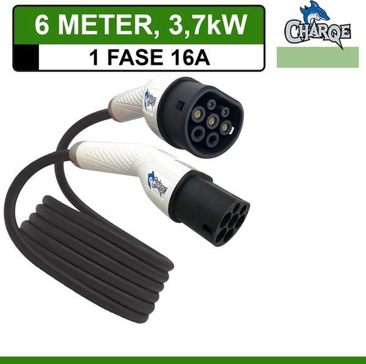 Charqe Premium Laadkabel - 6m - 3.7kW - 1 fase - 16A