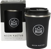 Koffiebeker To Go - Thermosbeker - Travel Mug - Neon Kactus - Rock Star - Zwart - 380ml