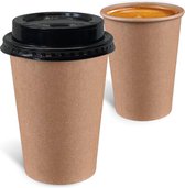 Tasses à café marron 180 ml pour café - avec couvercle - 100 pièces