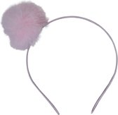 Jessidress Haarband Haar diadeem met zachte pompom - Roze