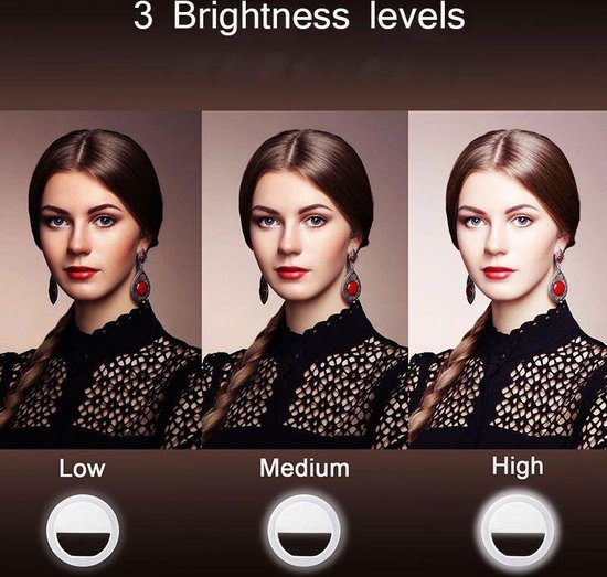 Memo Stijl Selfie Ring Flash Light voor Smartphone Frontcam Wit