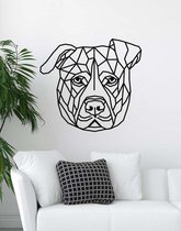 Staffordshire Bull Terrier Geometrisch Hout 90 x 99 cm Black - Honden - Wanddecoratie