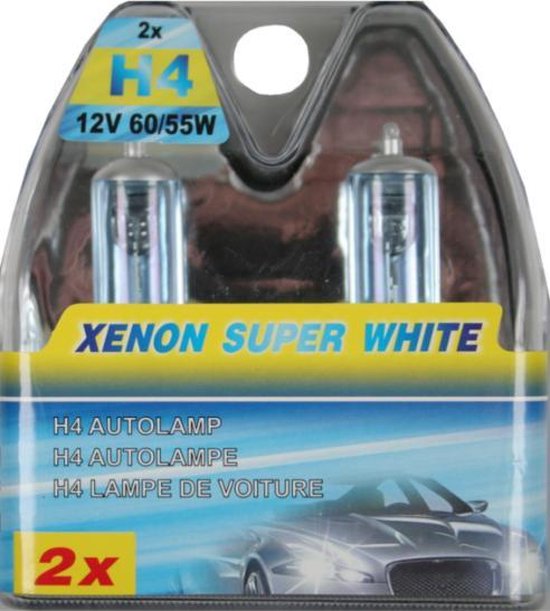 bol com 2x autolamp h4 12v 60 55w kleur xenon super white wit set auto lamp