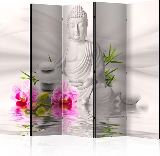 Kamerscherm - Scheidingswand - Vouwscherm - Buddha and Orchids II [Room Dividers] 225x172 - Artgeist Vouwscherm