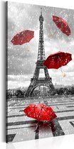 Schilderijen Op Canvas - Schilderij - Paris: Red Umbrellas 60x120 - Artgeist Schilderij