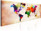 Schilderijen Op Canvas - Schilderij - World Map: Colourful Ramble 120x40 - Artgeist Schilderij