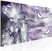 Schilderijen Op Canvas - Schilderij - Lilies and Waves (1 Part) Narrow Pale Violet 135x45 - Artgeist Schilderij