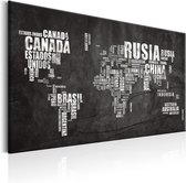 Schilderijen Op Canvas - Schilderij - World Map: Mundo Negro 90x60 - Artgeist Schilderij