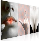 Schilderijen Op Canvas - Schilderij - Femininity (3 Parts) 120x60 - Artgeist Schilderij