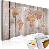 Schilderijen Op Canvas - Afbeelding op kurk - Wooden Stories [Cork Map] 90x60 - Artgeist Schilderij