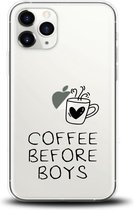 Apple Iphone 11 Pro transparant siliconen hoesje Coffee Before Boys
