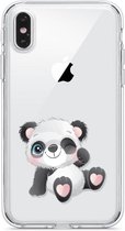 Apple Iphone X / XS transparant siliconen pandabeertje hoesje - Panda knipoog