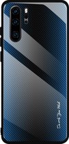 Voor Huawei P30 Pro Texture Gradient Glass beschermhoes (blauw)