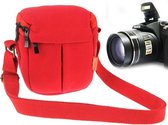 Draagbare digitale camera canvas tas met riem, afmeting: 13,5 cm x 9 cm x 14 cm (rood)
