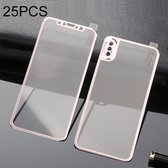 25 stuks titaniumlegering rand volledige dekking voor + achterkant gehard glas screenprotector voor iphone xs max (rose goud)