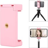 PULUZ Selfie Sticks Statiefbevestiging Telefoonklem met 1/4 inch schroefgaten en koude schoenbasis (roze)