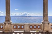 Schilderij - Uitzicht op zee oud balkon,  2 maten, Premium print