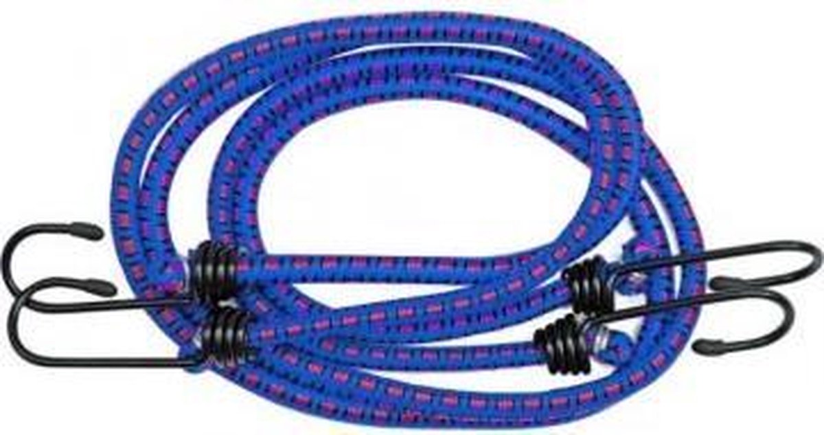 Snelbinder met spinhaak - 150 cm - Blauw - 2 stuks