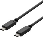 DELTACO USBC-2002, USB-C naar USB-C, 2.0 oplaadkabel, 3A, 2 meter, zwart