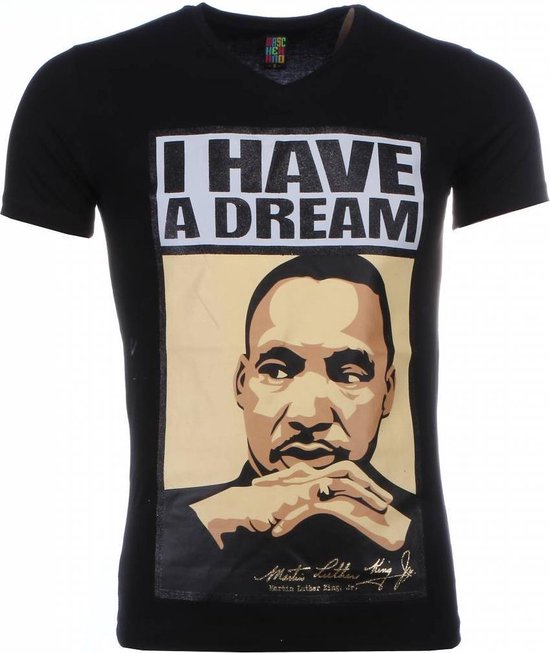 T-shirt - Martin Luther King I Have A Dream Print - Zwart
