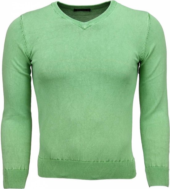 Pull décontracté Tony Backer - Col en V blanc exclusif - Pulls / pulls verts Pull homme taille S
