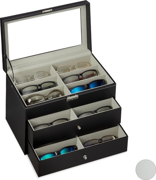 Relaxdays brillendoos - voor 18 brillen - brillen opbergdoos - display -  brillen... | bol