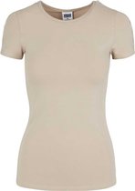 Urban Classics Dames Tshirt -XS- Lace Shoulder Striped Creme