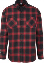 Urban Classics Overhemd -M- Checked Flanell Zwart/Rood
