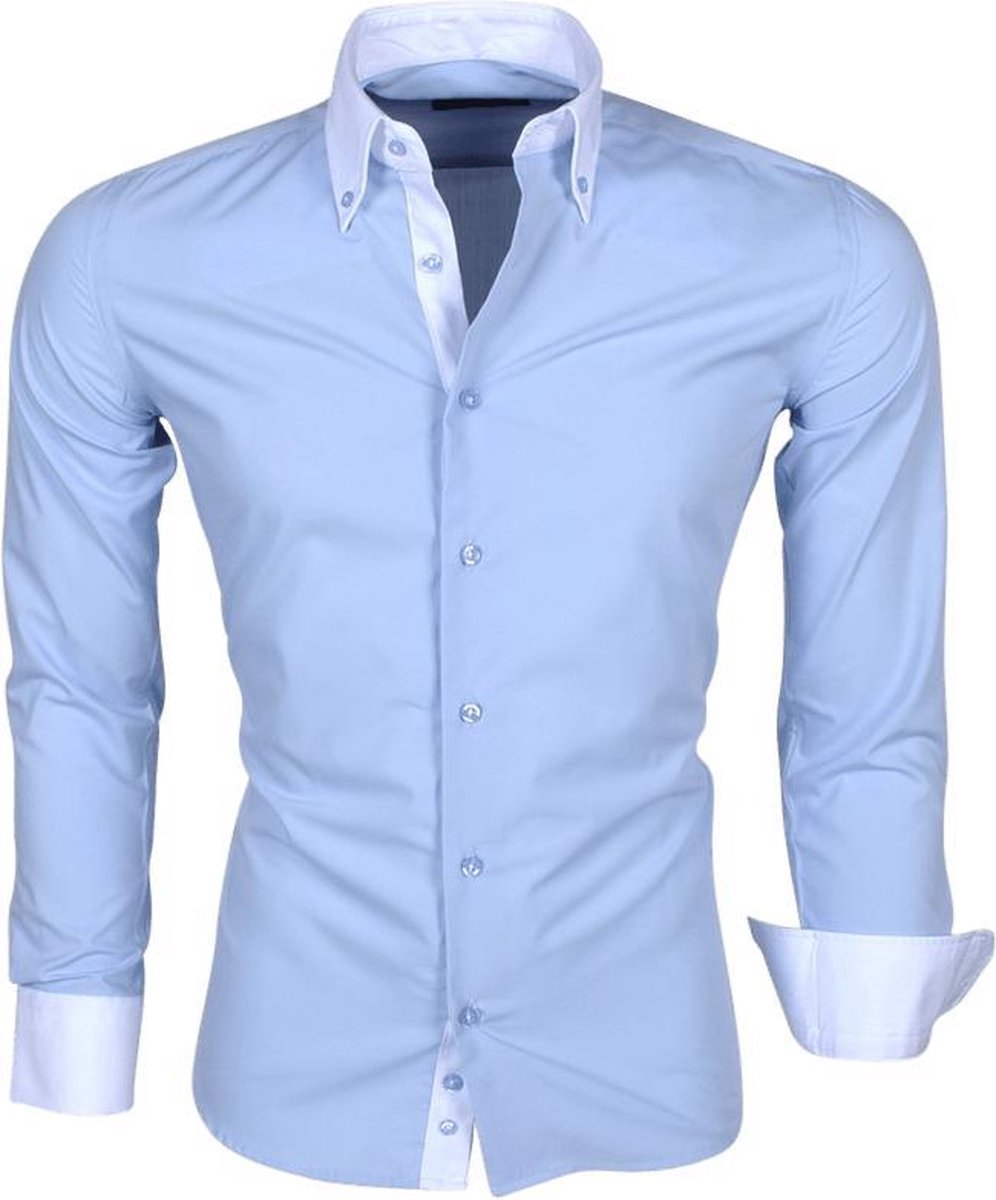 huis Hervat vrek Montazinni - Overhemd met witte kraag - Lichtblauw | bol.com