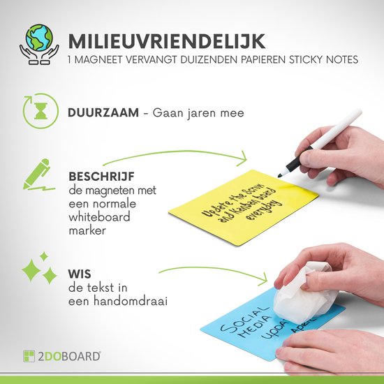 2DOBOARD Herschrijfbare Scrum Magneten voor Whiteboard of Koelkast - 25 stuks - 15 x 10 cm - Mix set: 5 rood, 5 blauw, 5 geel, 5 oranje en 5 groen – voor elk Planbord zoals een Scrumbord, Lean, Agile of Kanban Board