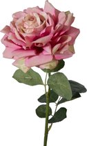 Viv! Home Luxuries Roos extra groot - zijden bloem - roze met groen