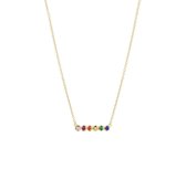 Glams Ketting Zirkonia Rainbow - Zilver Goudkleurig