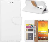 Bookcase Geschikt voor: Motorola E5 - Wit - portemonnee hoesje