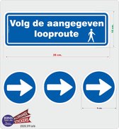 Volg de aangegeven looproute sticker set met 3 richtingspijlen