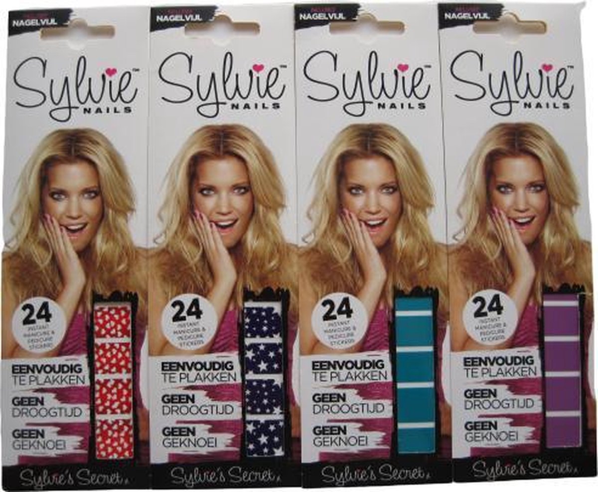Goedkoopste Sylvie Nails Nagelstickers met Vijl 4 Stuks - 4 verschillende kleuren