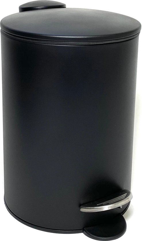 Luxe pedaalemmer zwart - 3 L - L 16.8 cm x B 16.8 cm x H 25 cm - badkamer –  toilet | bol.com