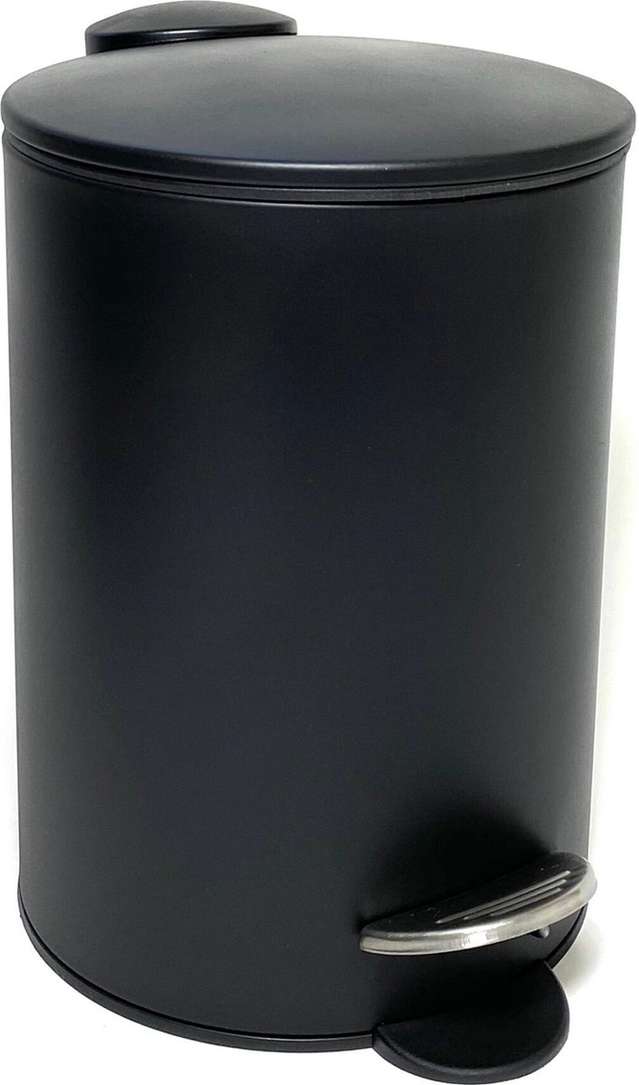 Luxe pedaalemmer zwart - 3 L - L 16.8 cm x B 16.8 cm x H 25 cm - badkamer – toilet