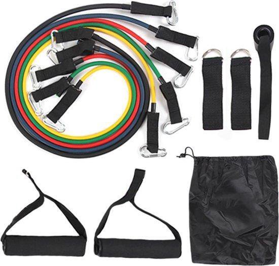 Reserve bezorgdheid Tien Fitness weerstandsbanden - Trainings elastieken met handvaten - 11-delige  workout set-... | bol.com