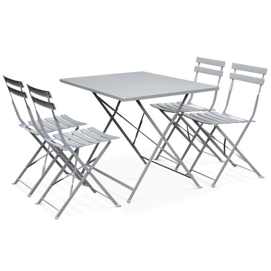 de begeleiding ophouden Eerlijkheid Emilia - Bistro set van rechthoekige tafel en 4 inklapbare stoelen - Staal  met... | bol.com