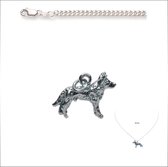Mechelse Herder Puppy (mini) Hanger -merk COOLDOG™ in massief Zilver inclusief ketting