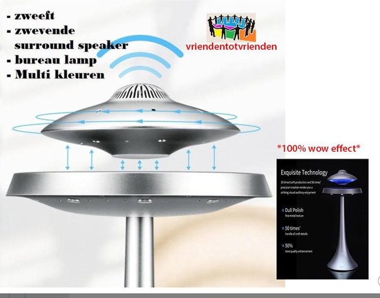 Impressionisme koud Theoretisch BLUETOOTH SPEAKER BUREAU LAMP (ZWEVENDE *ROTERENDE UFO Multi kleuren bureau  lamp +... | bol.com