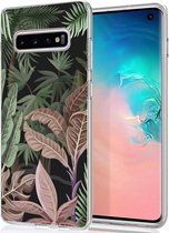 iMoshion Hoesje Geschikt voor Samsung Galaxy S10 Hoesje Siliconen - iMoshion Design hoesje - Groen / Roze / Dark Jungle