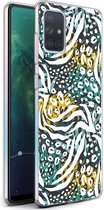 iMoshion Design voor de Samsung Galaxy A71 hoesje - Jungle - Wit / Zwart / Groen
