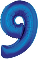 Cijferballon folie nummer 9 | Opblaascijfer 9 blauw 102cm