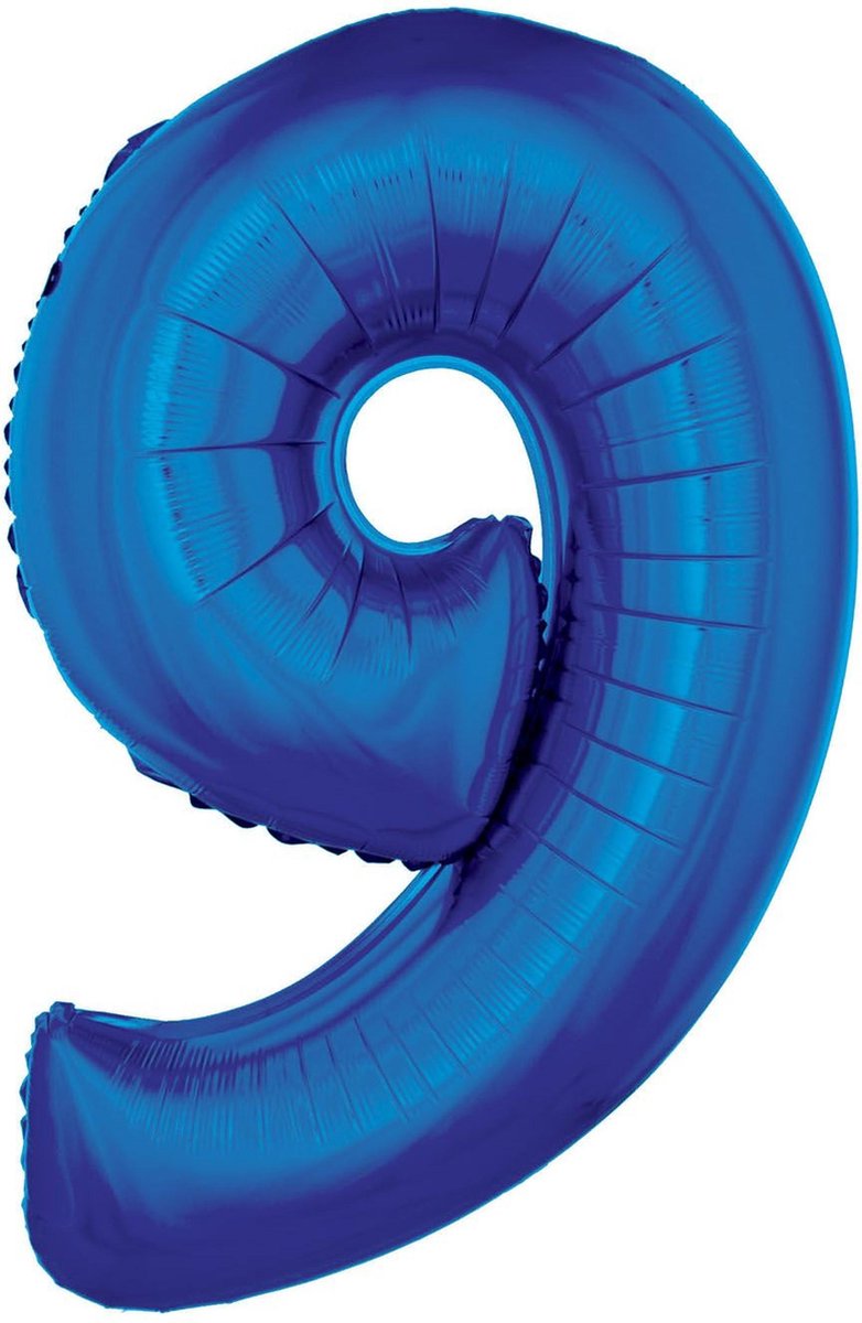 Folieballon Blauw Cijfer '9' Groot