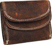 Portemonnee mini Wild Leather Only III (9.5x8cm) - donkerbruin -