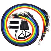 Fitness elastiek + Resistance Bands  set van 11 delen - Elastiek met handvat - Weerstandsbanden - Elastiek set - Thuis sporten - Gezondheid - Home training - Krachtraining - Sporte